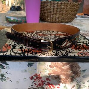 Vintage Ralph Lauren Western Wear Leather Belt Size 28 Rare Sold As Is